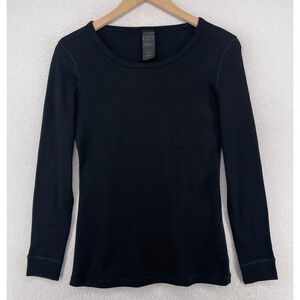 LAPASA Shirt Womens S Merino Wool Thermal Baselayer Crewneck Long Sleeve Black